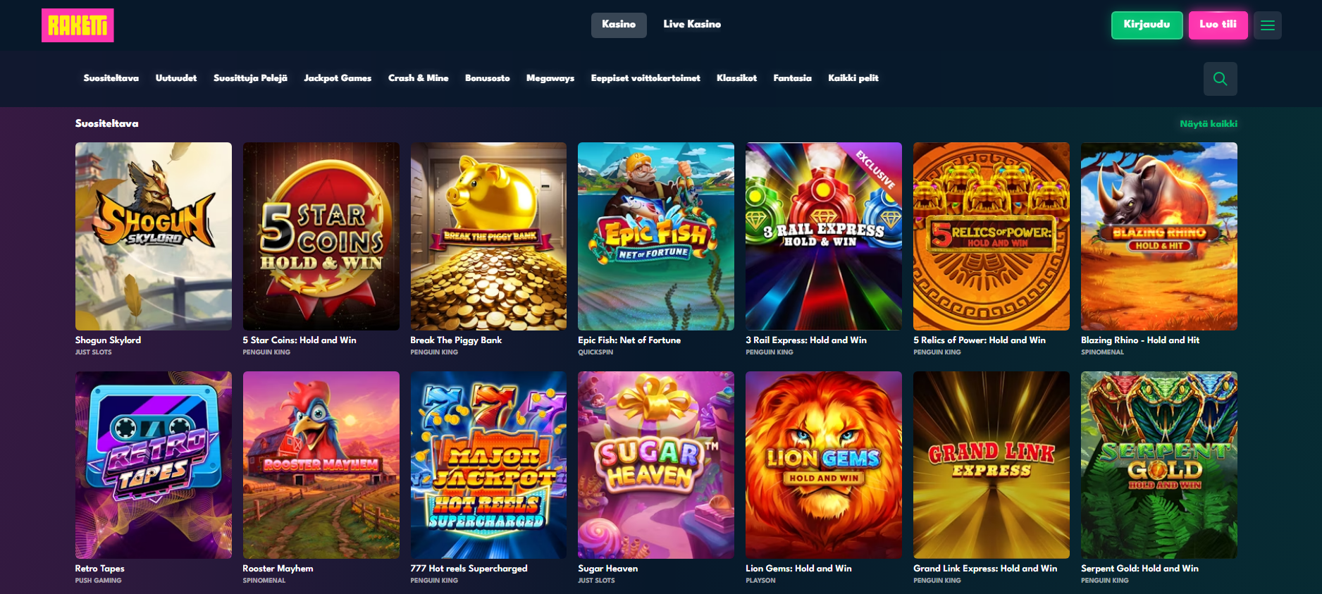 Raketti Casino Games