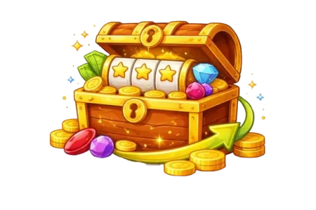 Verovapaat nettikasinot symboli aarrearkku ja kolikkopelin rullat