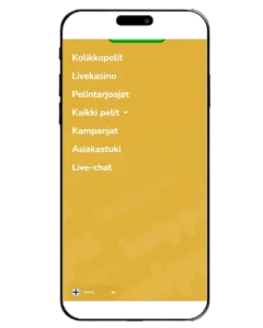 Huippu Casino valikko mobiilissa
