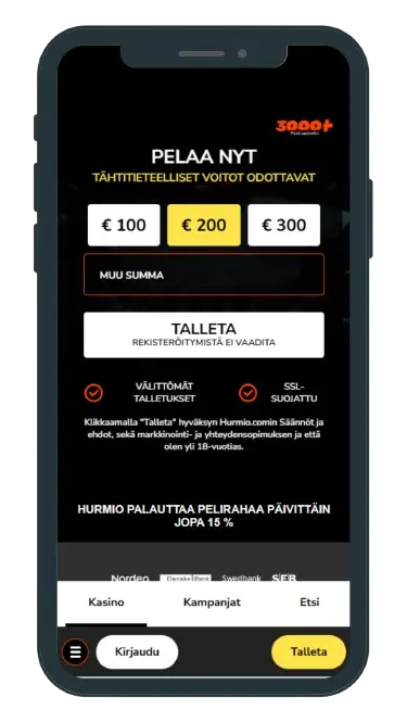 Hurmio Casinon peliaula mobiilissa