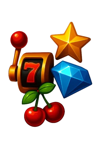 Yksi kolikkopelirulla, kultainen tähti, sininen timantti ja kirsikka