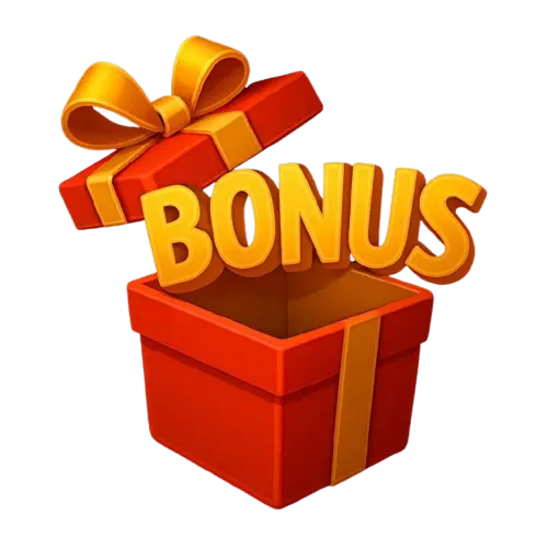 Lahjapaketti, joka on avattu ja siitä nousee teksti bonus