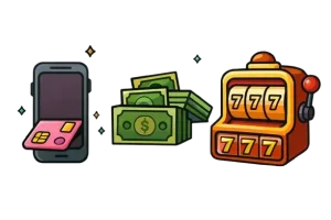 Mobiilikasino, kasinopelit ja voitot kuvitus
