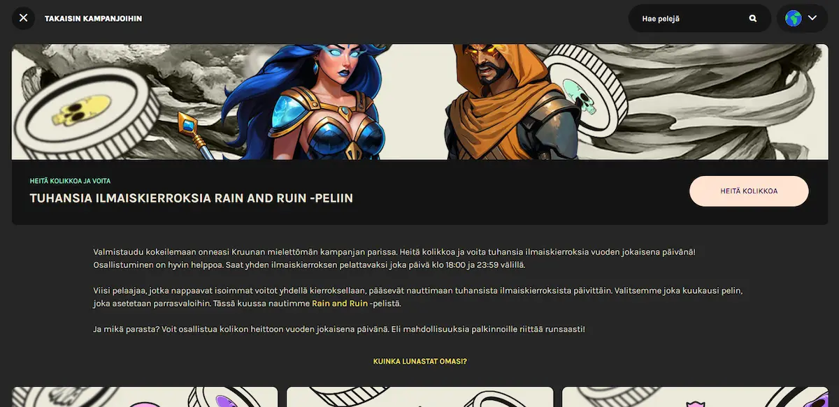 Kruuna Casinon heitä kolikko kampanja