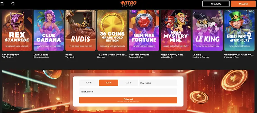 Nitro Casino pelivalikoima ja kolikkopelit