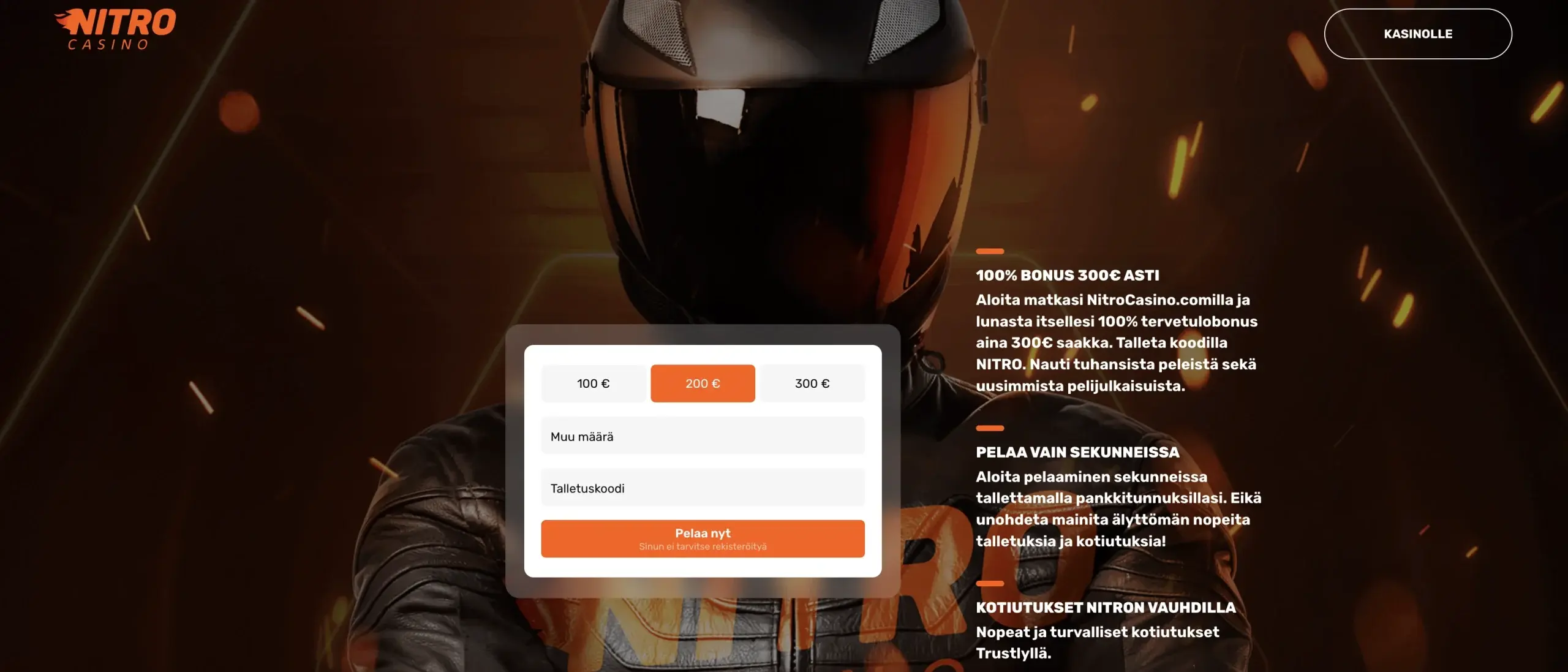 Nitro Casinon talletusikkuna