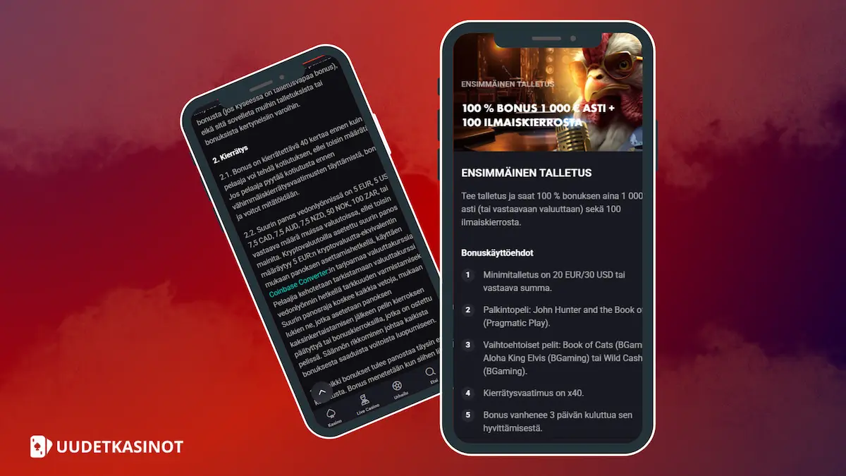 RoosterBet Casinon non sticky bonus