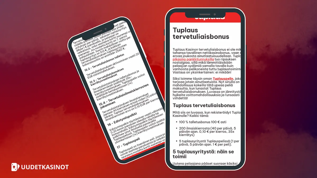 Tuplaus Casinon non sticky bonus