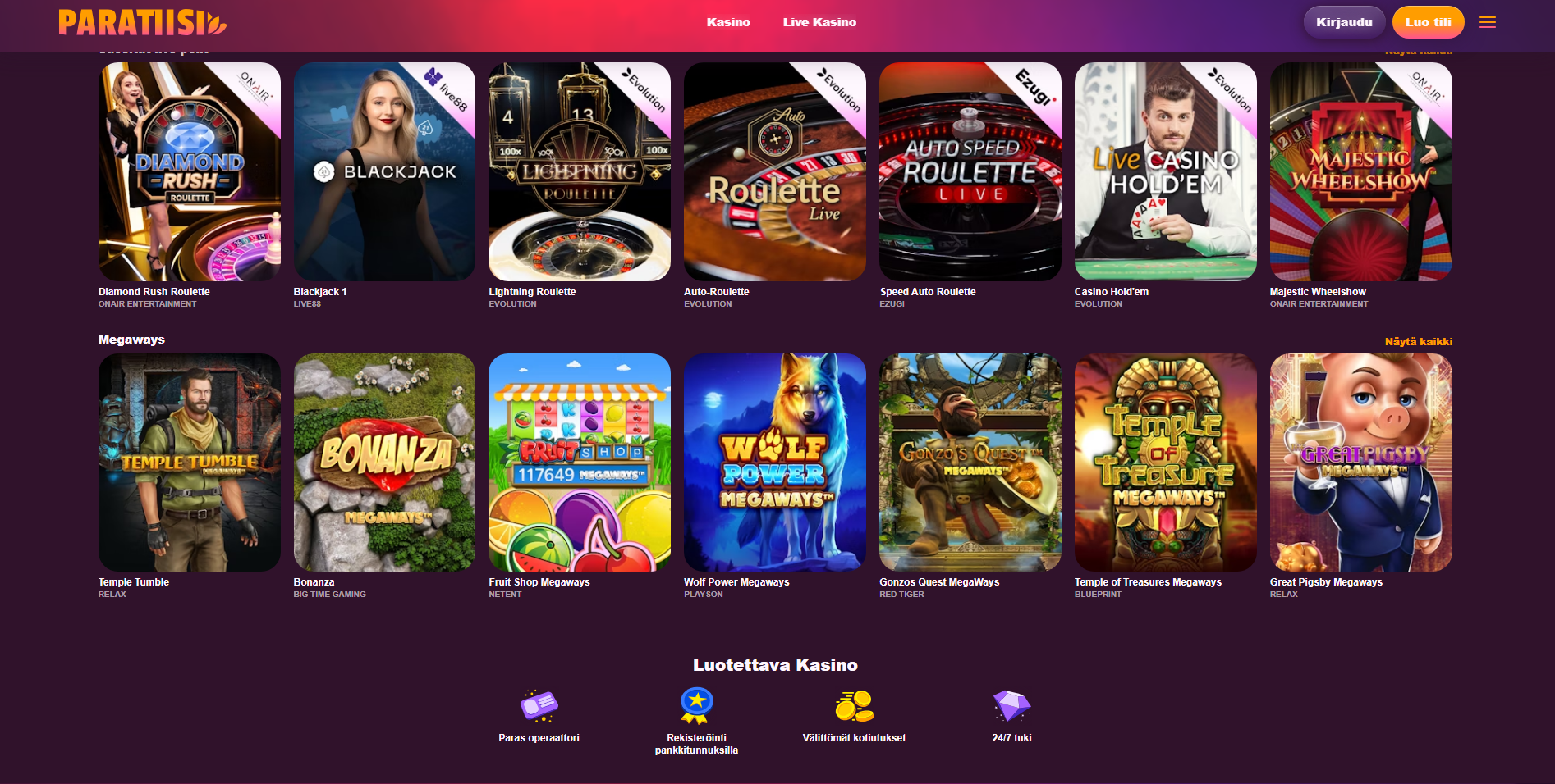 paratiisi casino bonus