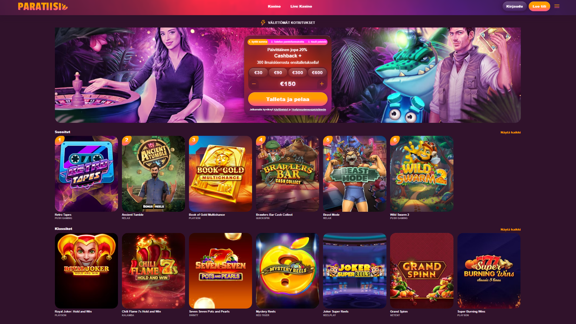 paratiisi casino live