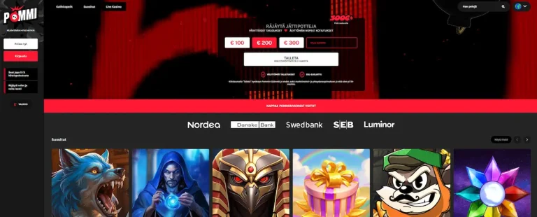 Pommi Casinon peliaulan näkymä suosituilla kolikkopeleillä