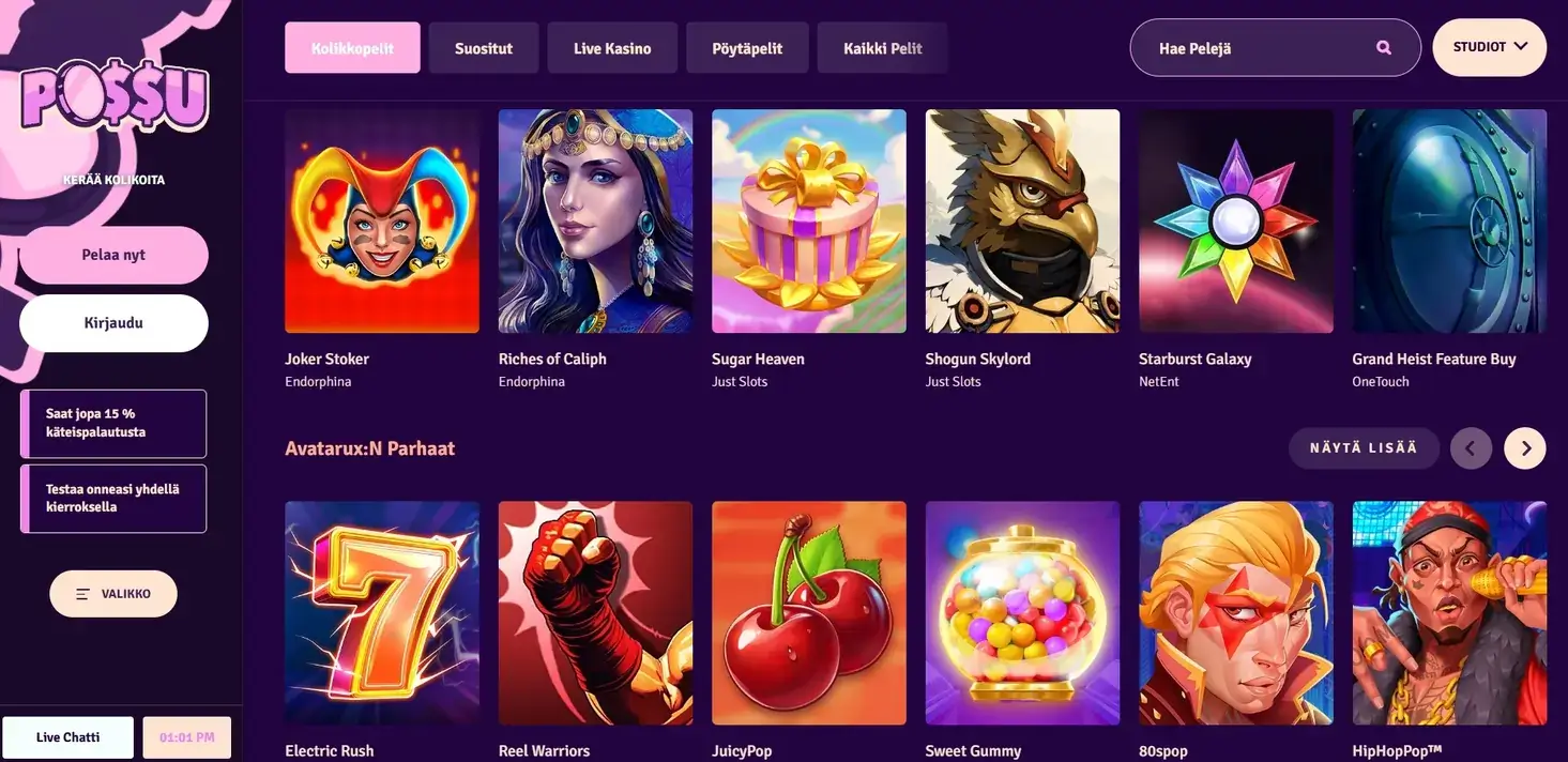 Possu Casinon suosituimmat kolikkopelit