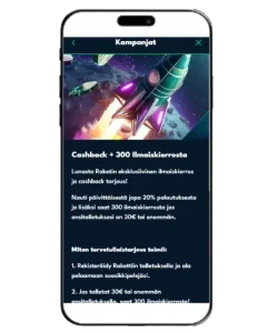 Raketti Casinon tervetulobonus mobiilissa