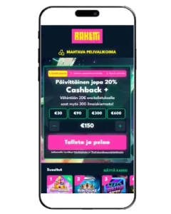 Raketti Casinon peliaula mobiilissa