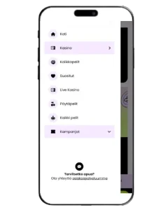 Rullat Casino valikko mobiilissa