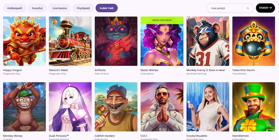 Rullat Casinon pelivalikoima