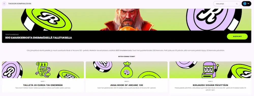 Rullat Casinon tervetulobonus