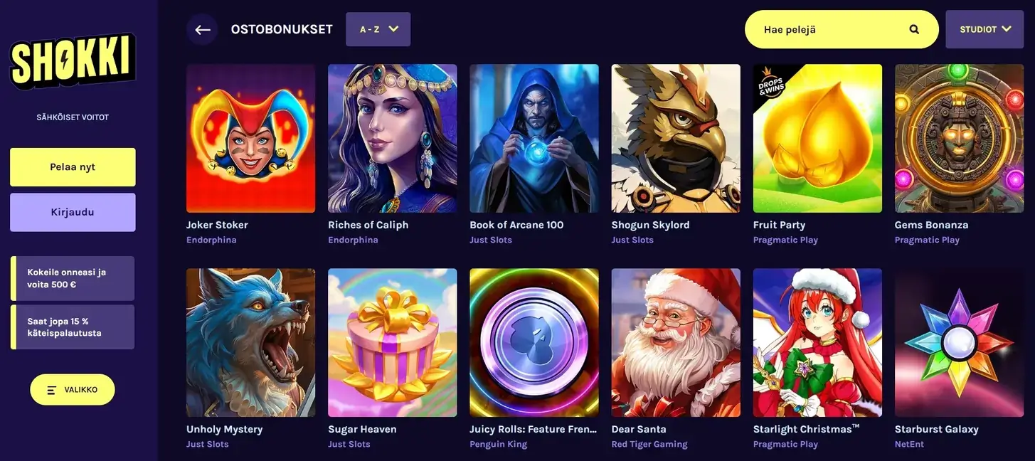 shokki casino - Pelivalikoima