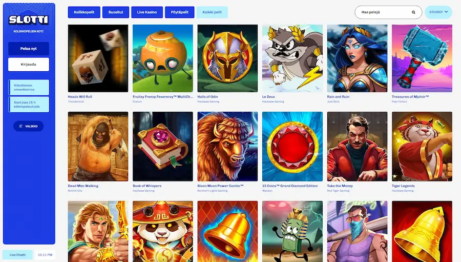 Slotti Casino kolikkopelit ja pelivalikoima