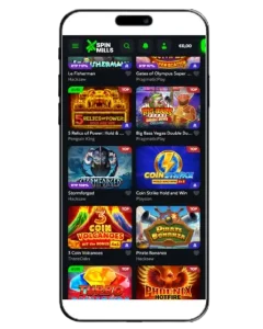 SpinsMills Casino pelivalikoima mobiilissa