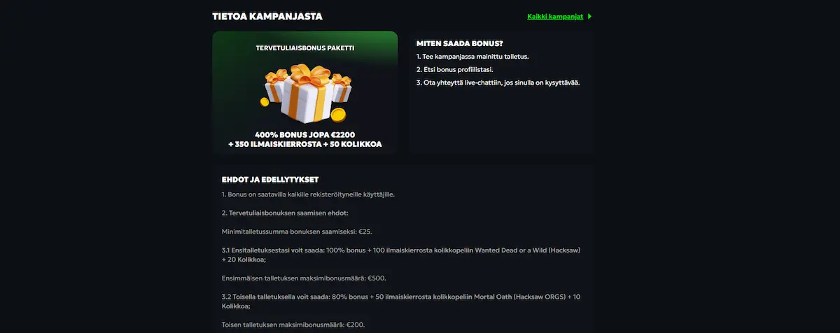 Spinmills Casino tervetulobonus