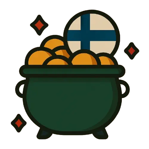 Pata, jossa kolikoita ja suomenlippu