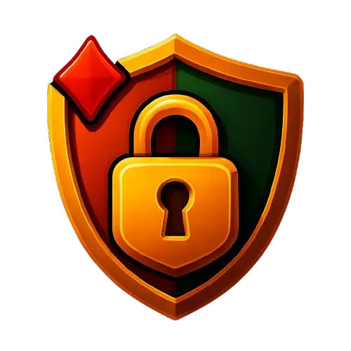 Kilpi, jossa lukko ja vasemmassa yläkulmassa punainen ruutu symboli