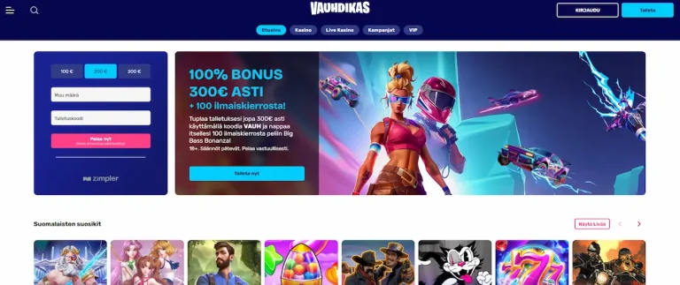 Peliaulanäkymä Vauhdikas Casinolla