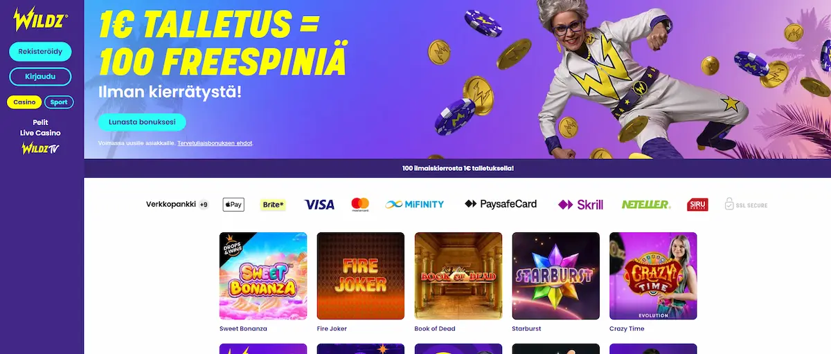 Wildz Casino peliaula, tervetulobonus ja pelivalikoima