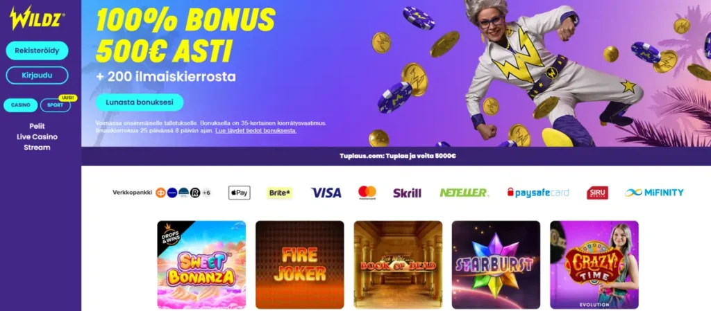 Wildz Casino peliaula ja pelivalikoima
