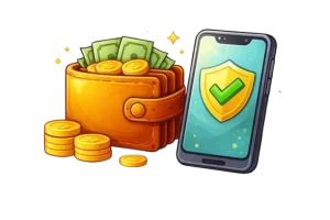 Mobiilimaksamista symboloiva kuvitus