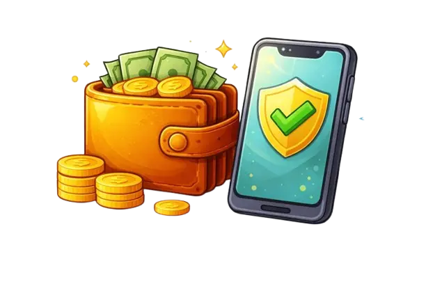 Mobiilimaksamista symboloiva kuvitus