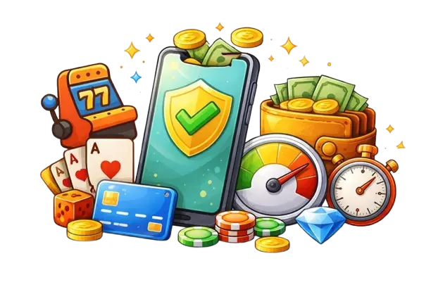 Kasinopelaamista ja rahansiirtoja symboloiva kuvitus